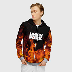 Толстовка 3D на молнии мужская Linkin Park: Hell Flame, цвет: 3D-меланж — фото 2