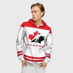 Толстовка 3D на молнии мужская Canada Team, цвет: 3D-белый — фото 2