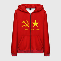 Толстовка 3D на молнии мужская СССР и Вьетнам, цвет: 3D-красный