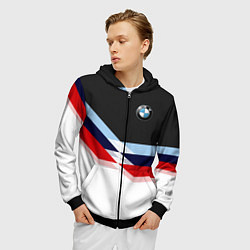 Толстовка 3D на молнии мужская BMW M SPORT, цвет: 3D-черный — фото 2