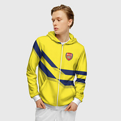 Толстовка 3D на молнии мужская Arsenal FC: Yellow style, цвет: 3D-белый — фото 2