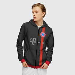 Толстовка 3D на молнии мужская Bayern FC: Black 2018, цвет: 3D-красный — фото 2