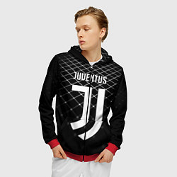 Толстовка 3D на молнии мужская FC Juventus: Black Lines, цвет: 3D-красный — фото 2