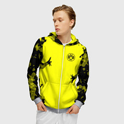 Толстовка 3D на молнии мужская FC Borussia Dortmund: Yellow Original, цвет: 3D-меланж — фото 2