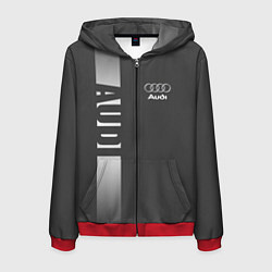 Толстовка 3D на молнии мужская Audi: Grey Sport, цвет: 3D-красный