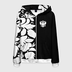 Мужская толстовка на молнии Russia: B&W Floral