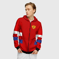 Толстовка 3D на молнии мужская Russia: Sport Tricolor, цвет: 3D-черный — фото 2