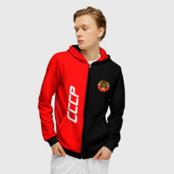 Толстовка 3D на молнии мужская СССР: Red Collection, цвет: 3D-черный — фото 2