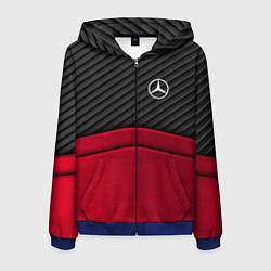 Толстовка 3D на молнии мужская Mercedes Benz: Red Carbon, цвет: 3D-синий