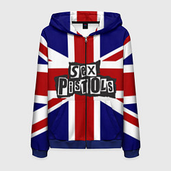 Толстовка 3D на молнии мужская Sex Pistols UK, цвет: 3D-синий