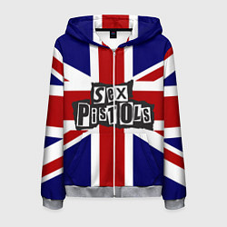 Толстовка 3D на молнии мужская Sex Pistols UK, цвет: 3D-меланж