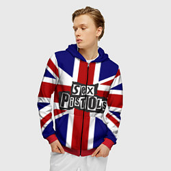 Толстовка 3D на молнии мужская Sex Pistols UK, цвет: 3D-красный — фото 2