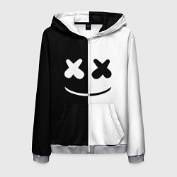 Толстовка 3D на молнии мужская Marshmello: Black & White, цвет: 3D-меланж