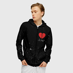 Толстовка 3D на молнии мужская Lil Peep: Broken Heart, цвет: 3D-черный — фото 2