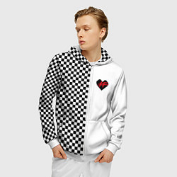 Толстовка 3D на молнии мужская ФРЕНДЗОНА: Шахматы, цвет: 3D-белый — фото 2