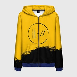 Толстовка 3D на молнии мужская 21 Pilots: Yellow Logo, цвет: 3D-синий