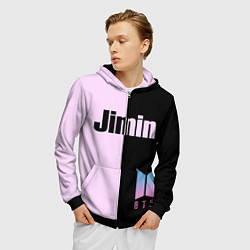 Толстовка 3D на молнии мужская BTS Jimin, цвет: 3D-черный — фото 2