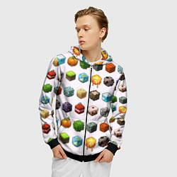 Толстовка 3D на молнии мужская Minecraft Cubes, цвет: 3D-черный — фото 2