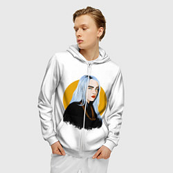 Толстовка 3D на молнии мужская Billie Eilish, цвет: 3D-белый — фото 2