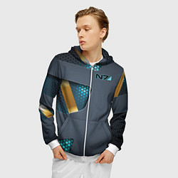 Толстовка 3D на молнии мужская Mass Effect N7, цвет: 3D-белый — фото 2