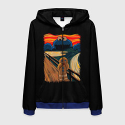 Толстовка 3D на молнии мужская Крик, цвет: 3D-синий