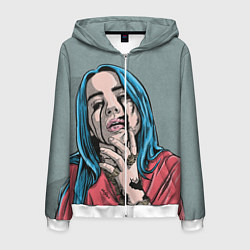 Толстовка 3D на молнии мужская Билли Айлиш, цвет: 3D-белый