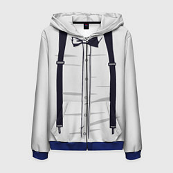 Толстовка 3D на молнии мужская Подтяжки, цвет: 3D-синий