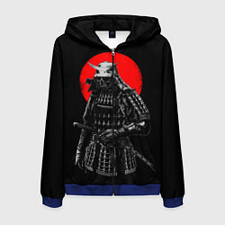 Толстовка 3D на молнии мужская Самурай, цвет: 3D-синий