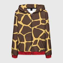 Толстовка 3D на молнии мужская Окрас жирафа, цвет: 3D-красный