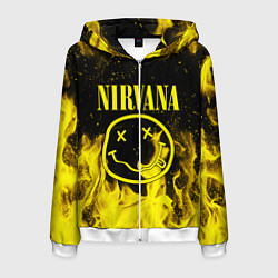 Толстовка 3D на молнии мужская NIRVANA, цвет: 3D-белый