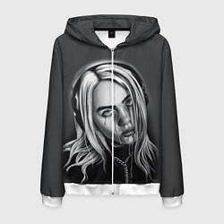 Толстовка 3D на молнии мужская BILLIE EILISH, цвет: 3D-белый