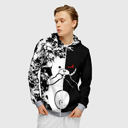 Толстовка 3D на молнии мужская Monokuma, цвет: 3D-меланж — фото 2