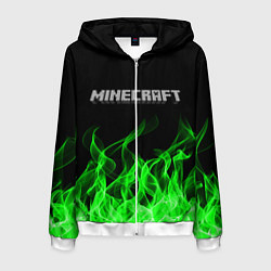 Толстовка 3D на молнии мужская MINECRAFT FIRE, цвет: 3D-белый