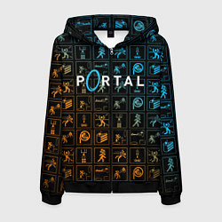 Толстовка 3D на молнии мужская PORTAL, цвет: 3D-черный