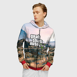 Толстовка 3D на молнии мужская Grand Theft Auto 5, цвет: 3D-красный — фото 2