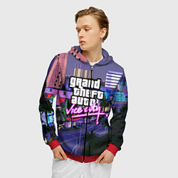 Толстовка 3D на молнии мужская Grand Theft Auto Vice City, цвет: 3D-красный — фото 2