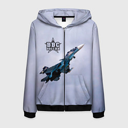 Толстовка 3D на молнии мужская ВВС России, цвет: 3D-черный
