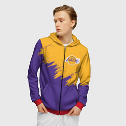 Толстовка 3D на молнии мужская LA LAKERS, цвет: 3D-красный — фото 2