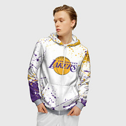 Толстовка 3D на молнии мужская LA LAKERS, цвет: 3D-меланж — фото 2