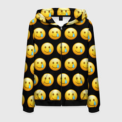 Толстовка 3D на молнии мужская New Emoji, цвет: 3D-черный
