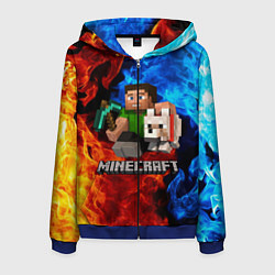 Толстовка 3D на молнии мужская MINECRAFT, цвет: 3D-синий