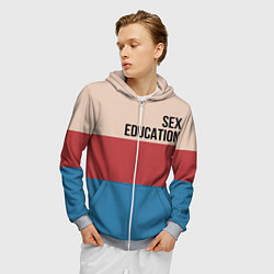 Толстовка 3D на молнии мужская Половое воспитание, цвет: 3D-меланж — фото 2
