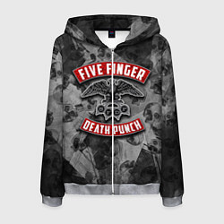 Толстовка 3D на молнии мужская Five Finger Death Punch, цвет: 3D-меланж