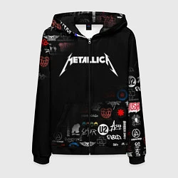 Толстовка 3D на молнии мужская Metallica, цвет: 3D-черный