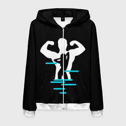 Толстовка 3D на молнии мужская Титан, цвет: 3D-белый