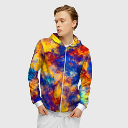Толстовка 3D на молнии мужская Огненно-синий полутон, цвет: 3D-белый — фото 2