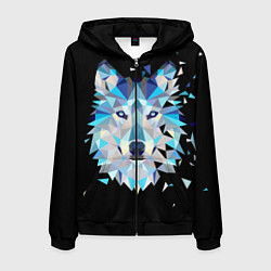 Толстовка 3D на молнии мужская Волк, цвет: 3D-черный