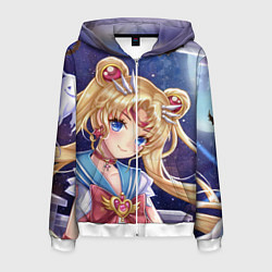 Толстовка 3D на молнии мужская SAILOR MOON, цвет: 3D-белый