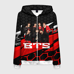 Толстовка 3D на молнии мужская BTS, цвет: 3D-белый
