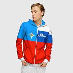 Толстовка 3D на молнии мужская Флаг МЧС России, цвет: 3D-белый — фото 2